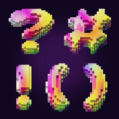 Poster - 3d rendering of colorful letters made of cube blocks.