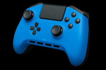 Poster - Realistic blue joystick for video game controller on black background