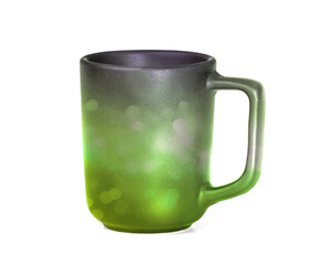 Green coffee mug with espresso isolated