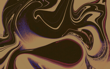 Poster - Abstract wavy vibrant facture. Splashed liquid paints. Psychedelic trippy effect. Distortion. Creative graphic design. Colorful artistic illustration. Digital art. Wallpapers for desktop.