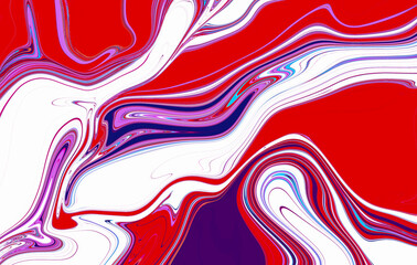 Poster - Abstract wavy vibrant facture. Splashed liquid paints. Psychedelic trippy effect. Distortion. Creative graphic design. Colorful artistic illustration. Digital art. Wallpapers for desktop.