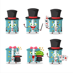 Sticker - A magic gift box Magician cartoon character perform on a stage