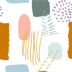 Poster -  Vector abstract seamless background. Hand painted graphic elements, colorful brush strokes and shapes for decoration, invitations, posters, card, textile