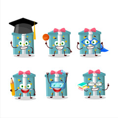 Wall Mural - School student of magic gift box cartoon character with various expressions