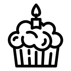 Poster - Birthday cupcake icon. Outline birthday cupcake vector icon for web design isolated on white background