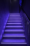 Fototapeta Do przedpokoju - Blue stairs with led light