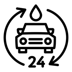Poster - 24 hour car wash icon. Outline 24 hour car wash vector icon for web design isolated on white background