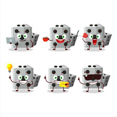 Poster - White dice new cartoon character with various types of business emoticons