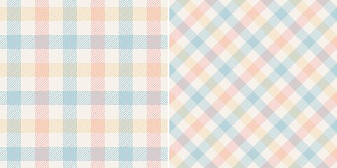 gingham check pattern textured print in pink, blue, yellow, off white. light pastel gingham graphic 