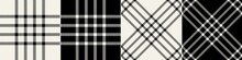 Black White Plaid Pattern. Herringbone Classic Timeless Grid. Abstract Textured Simple Tartan Check For Spring Summer Autumn Winter Skirt, Jacket, Blanket, Throw, Other Modern Fashion Textile Design.