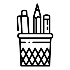 Poster - Pencil case glass icon. Outline pencil case glass vector icon for web design isolated on white background