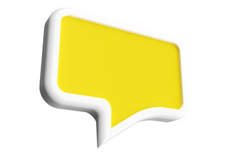 Poster - Yellow cloud for text. Dialog box bubble isolated on white. Quotes frames, remark. Chat bubble with place for text. Blank speech bubble. Icon for text or mention. Information place. 3d image