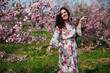 © dmitriisimakov - beautiful woman in a dress in the garden of flowering trees in the spring