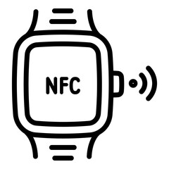 Poster - Nfc smartwatch icon. Outline nfc smartwatch vector icon for web design isolated on white background
