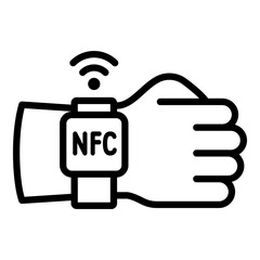 Poster - Hand nfc smartwatch icon. Outline hand nfc smartwatch vector icon for web design isolated on white background