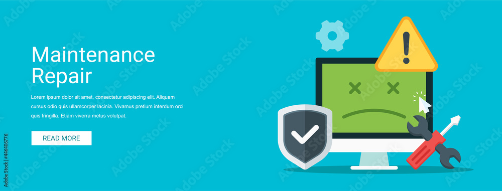 Maintenance and repair vector illustration banner concept in flat style ...