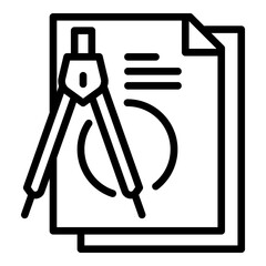 Poster - Architect compass paper icon. Outline architect compass paper vector icon for web design isolated on white background