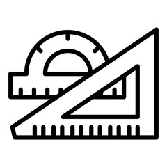 Poster - Protractor angle ruler icon. Outline protractor angle ruler vector icon for web design isolated on white background
