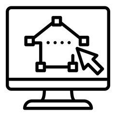 Poster - Architect pc plan icon. Outline architect pc plan vector icon for web design isolated on white background