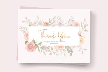 Canvas Print - Thank you card design on a flower theme