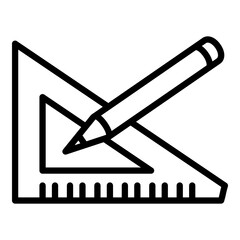 Poster - Drawing pencil ruler icon. Outline drawing pencil ruler vector icon for web design isolated on white background