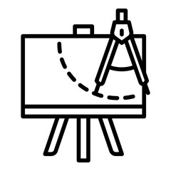 Poster - Drawing compass plan icon. Outline drawing compass plan vector icon for web design isolated on white background