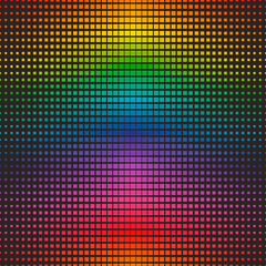 Poster - Rainbow repeated gradiental squares. Vector seamless mesh with gradient size of squares and flowing colors from one to another.