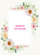 pink roses frame with copy space, watercolor invitation card. editable text effect