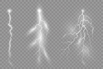 Wall Mural - set of zippers, thunderstorm and effect lightning.