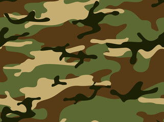 Canvas Print - Camouflage seamless pattern. Military texture. Print on fabric and clothing. Vector illustration