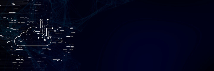 Poster - cloud circuit over blue background