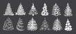 Christmas tree set. Hand drawn illustration. Vector.	