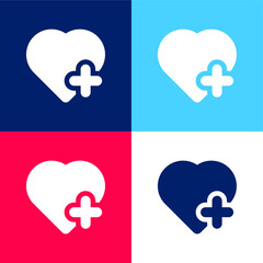 Add To Favourites blue and red four color minimal icon set