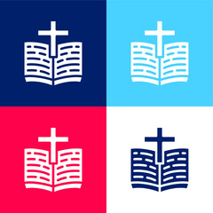 Bible blue and red four color minimal icon set