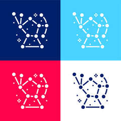 Astronomy blue and red four color minimal icon set