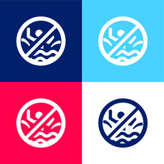 Bombing blue and red four color minimal icon set