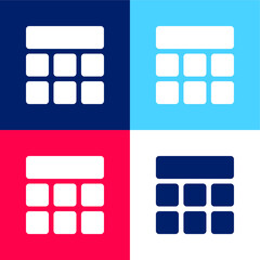 blocks blue and red four color minimal icon set