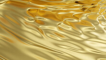 Abstract Golden Liquid Background. Golden Wave Background. Gold Texture. Lava, Nougat, Caramel, Amber, Honey, Oil. 3d Rendering