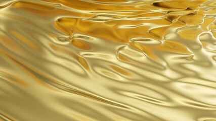 Wall Mural - Abstract golden liquid background. Golden wave background. Gold texture. Lava, nougat, caramel, amber, honey, oil. 3d rendering