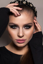 Young Model With Professional Smoky Eyes Make Up