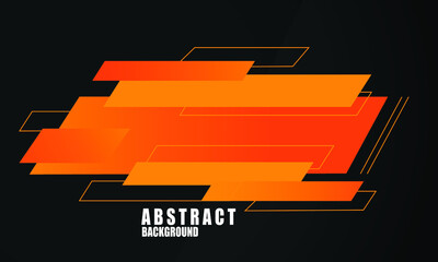 3d abstract black background overlapping layers on dark space with orange color decoration	