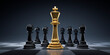 Black pawns and golden chess king - Business leader concept - Strategy planning and competition	