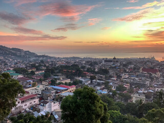 A Sunrise View of Cap-Haitien, Haiti from the Hills Above