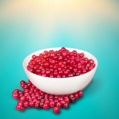 Wall Mural - Tasty juicy ripe red cranberries in a bowl