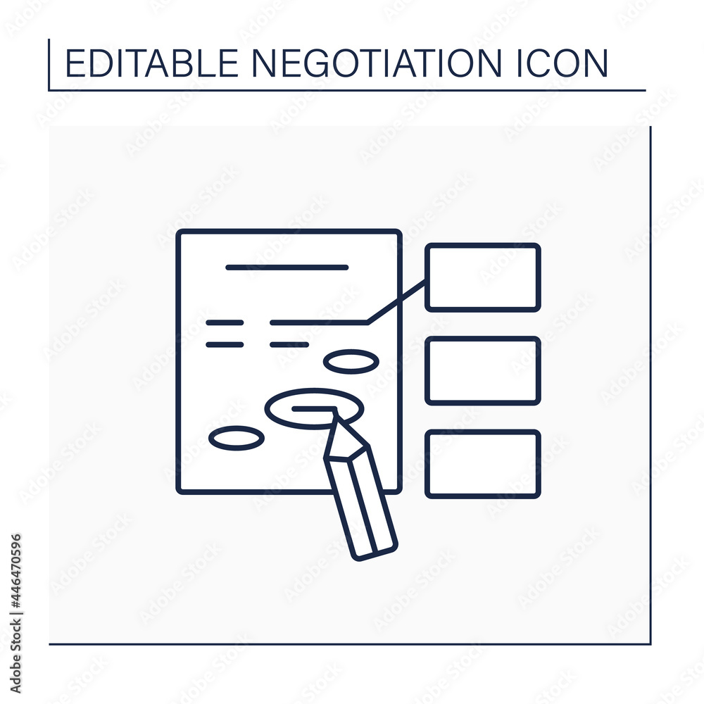Amendment line icon. Minor change or addition to improve deal text ...