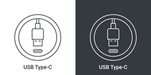 USB Type C Port Icon. Socket Usb Plug In. USB Connectors. Vector Illustration