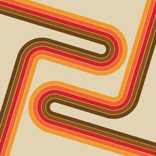 Abstract Illustration Of Diagonal Retro Style Lines In Yellow, Orange, Red And Brown Colors On Beige Background