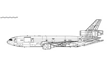 McDonnell Douglas KC-10 Extender. Vector Drawing Of Aerial Refueling Tanker And Transport Aircraft. Side View. Image For Illustration And Infographics.