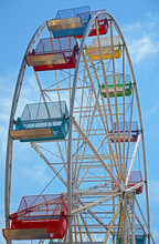 Empty Colorful Seats Of Ferris Wheel Ride.