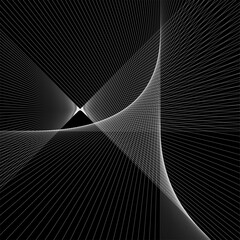 Wall Mural - Black and white background, waves of lines, abstract wallpaper, vector design